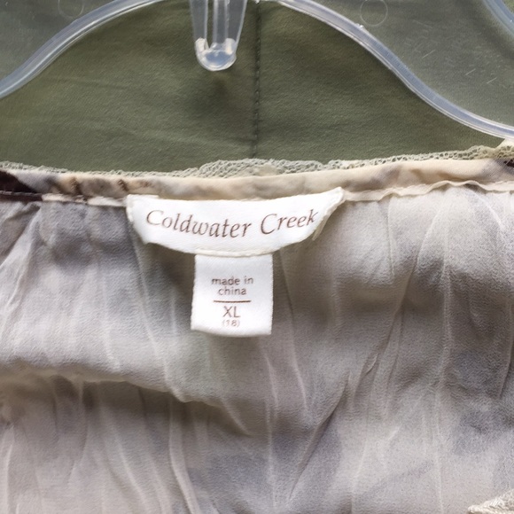 XL brown, cream and copper print sheer blouse - Picture 2 of 6